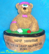 Image for Blackjack Dealer Teddy Bear “Happy Bearthday. Hope You’re Dealt All Aces & Faces” Bears Etc. 1992 Hand-sculpted Customized Figural Paperweight Birthday Gift <b><span style='color:red'>***USPS PRIORITY MAIL SHIPPING INCLUDED – DOMESTIC ORDERS ONLY!***</span></b><span style='color:purple'>